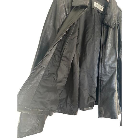 Women Size Large Vintage 100% Leather Jacket Fall Winter Front Zip Closet Staple - Picture 5 of 12